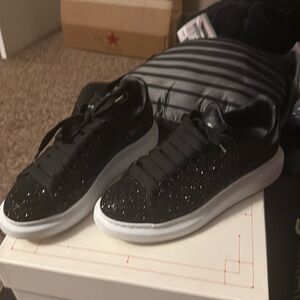 Alexander McQueen black galaxy glitter sneakers